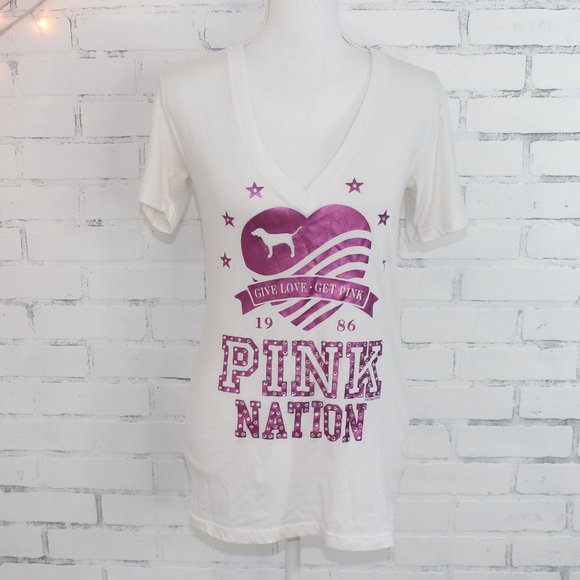 PINK Victoria's Secret Metallic Letters T-Shirt - Picture 8 of 8